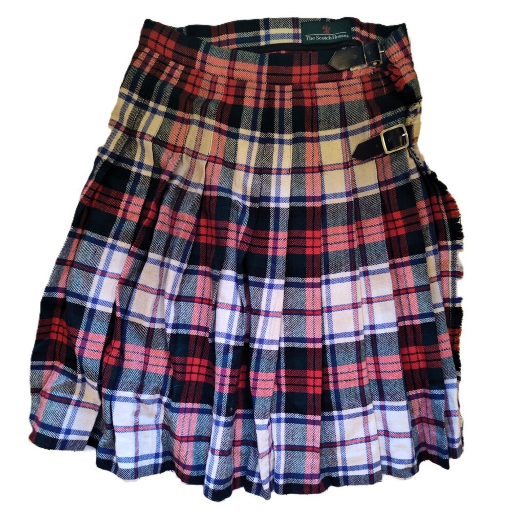 Vintage 100% Wool Tartan Kilt From The Scotch House Stewart Roughly Child Sz 10